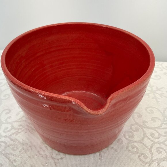 Alabama Cotton Pickin Pottery Red Mixing Bowl With Handle - Picture 6 of 9